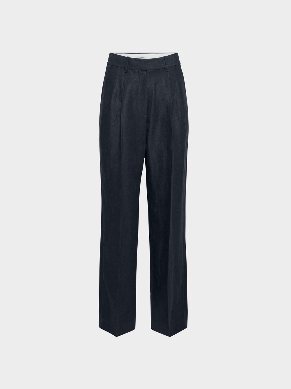 Babaton Linen Effortless Pants Navy Wide-Leg Trousers